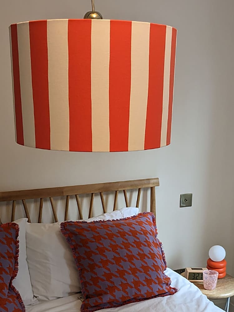 Houseof. Peel Orange/Marshmallow Small Stripe Print Ceiling Light - Image 4 of 4