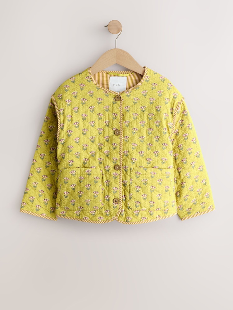 Maslinasto zeleni print - Pamučna prošivena jakna (3-16god.) - Slika 1 od 5