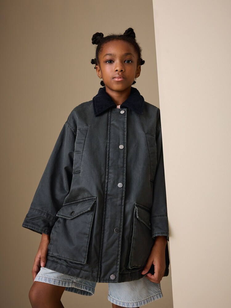 أسود - Faux Waxed Jacket (5-14yrs) - صورة 1 من 10 أسود - Faux Waxed Jacket (5-14yrs) - صورة 1 من 10