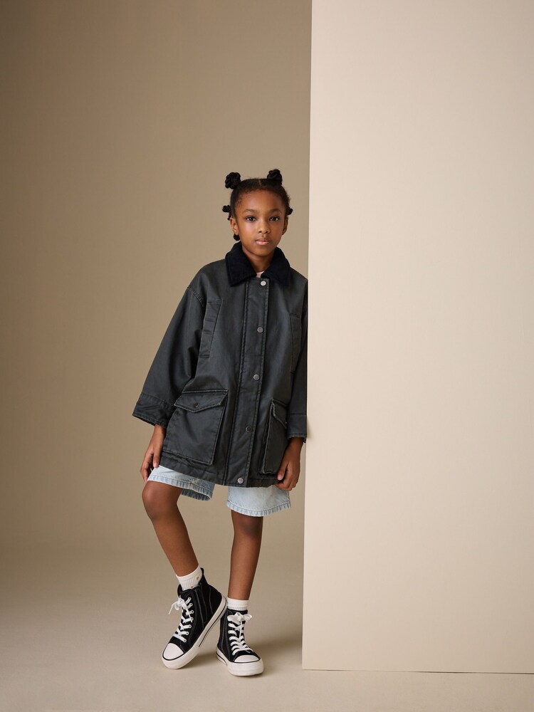 أسود - Faux Waxed Jacket (5-14yrs) - صورة 2 من 10 أسود - Faux Waxed Jacket (5-14yrs) - صورة 2 من 10