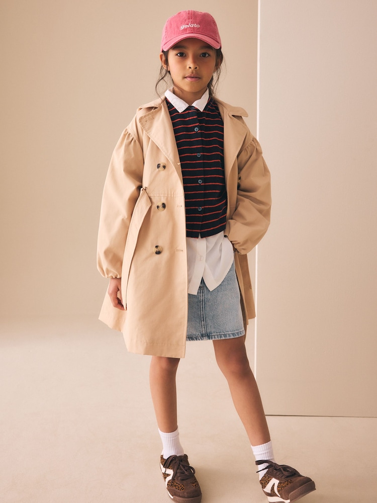 لون محايد - Skirted Trench Coat (3-16yrs) - صورة 1 من 9