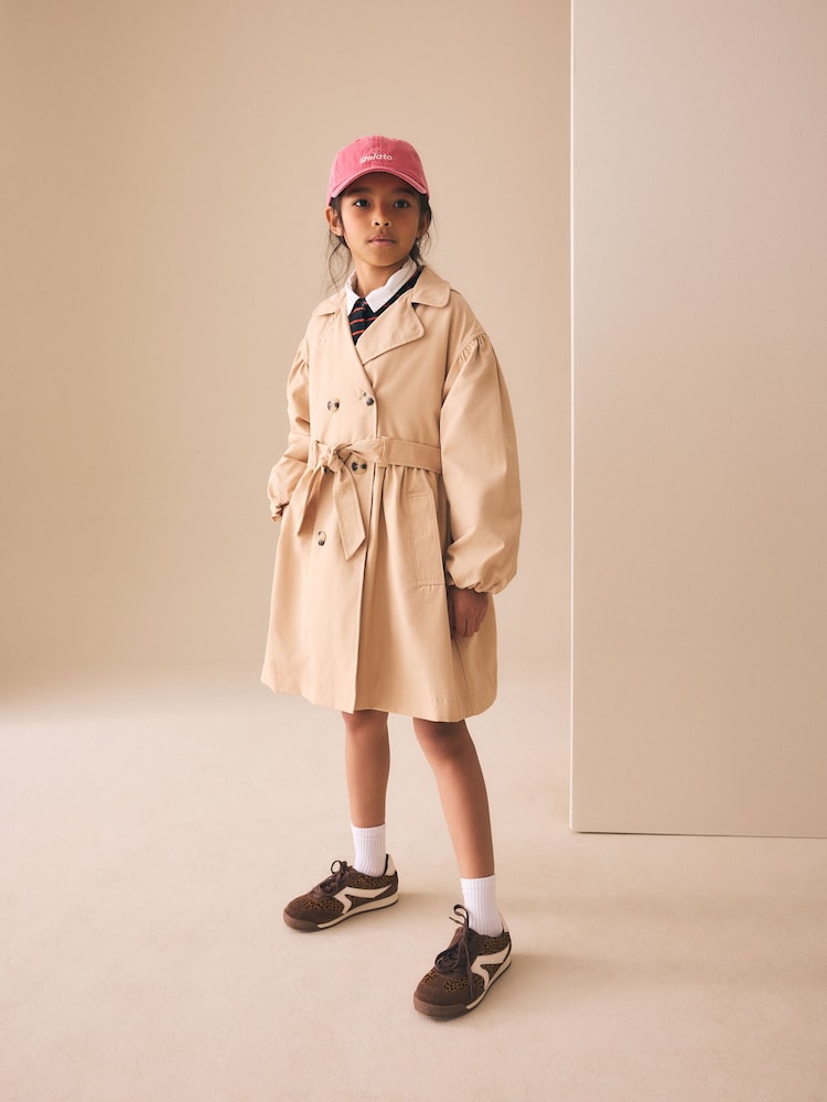 لون محايد - Skirted Trench Coat (3-16yrs) - صورة 2 من 9