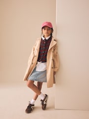 لون محايد - Skirted Trench Coat (3-16yrs) - صورة 3 من 9