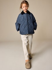Navy Check Shower Resistant Quilted Barn Jacket (3-16yrs) - Image 1 of 9