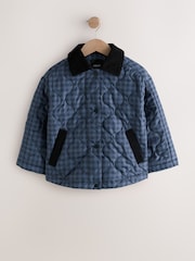 Navy Check Shower Resistant Quilted Barn Jacket (3-16yrs) - Image 5 of 9