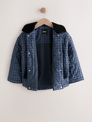 Navy Check Shower Resistant Quilted Barn Jacket (3-16yrs) - Image 6 of 9