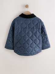 Navy Check Shower Resistant Quilted Barn Jacket (3-16yrs) - Image 7 of 9