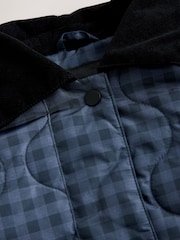 Navy Check Shower Resistant Quilted Barn Jacket (3-16yrs) - Image 8 of 9