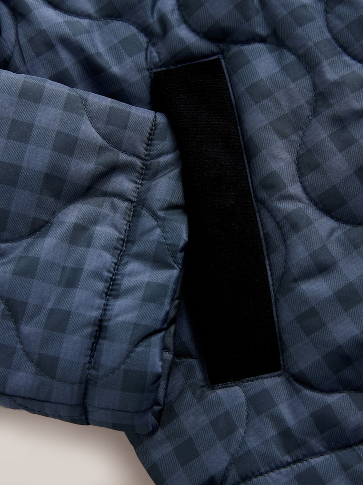 Navy Check Shower Resistant Quilted Barn Jacket (3-16yrs) - Image 9 of 9