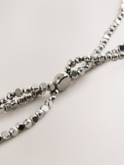 Silver Metallic Skinny Tiered Beaded Belt - Image 4 of 5