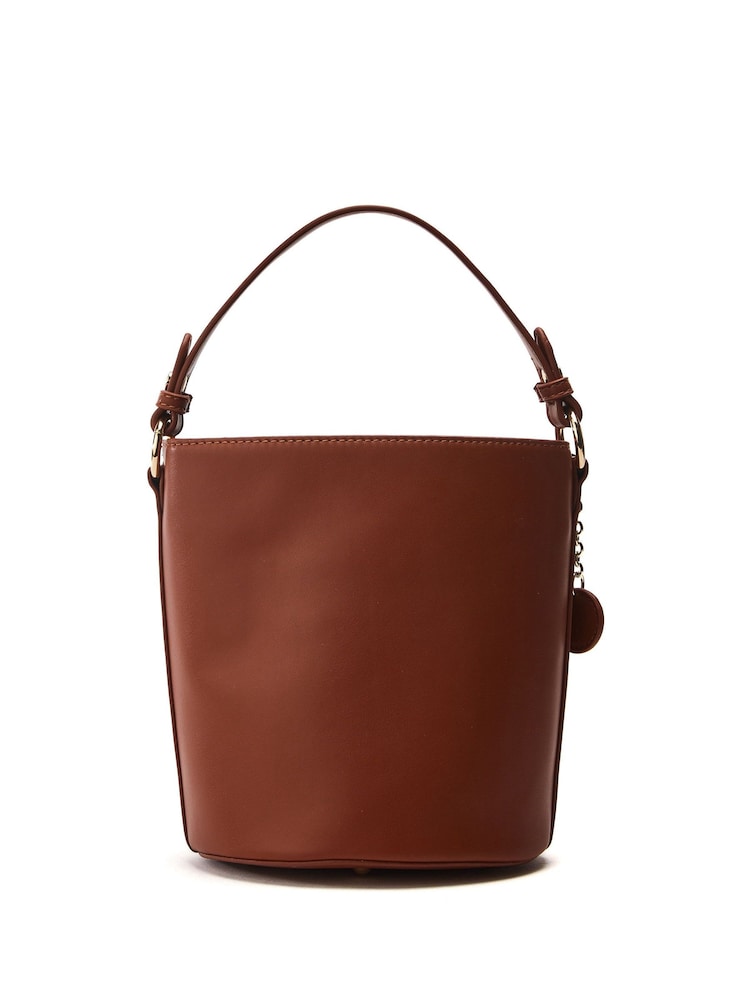 Moda in Pelle Trelly Lattice Front Brown Bucket Bag - Image 2 of 3