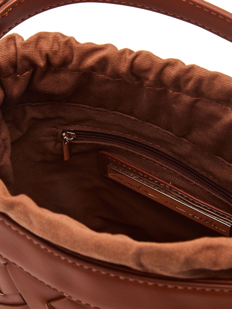 Moda in Pelle Trelly Lattice Front Brown Bucket Bag - Image 3 of 3