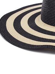 Moda in Pelle Guilia Floppy Striped Black Hat - Image 3 of 3