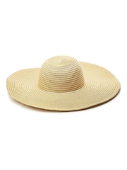 Moda in Pelle Natural Verona Wide Brim Striped Floppy Hat - Image 1 of 3