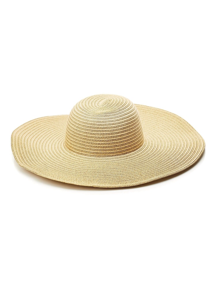 Moda in Pelle Natural Verona Wide Brim Striped Floppy Hat - Image 1 of 3