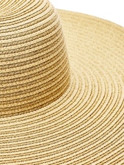 Moda in Pelle Natural Verona Wide Brim Striped Floppy Hat - Image 2 of 3