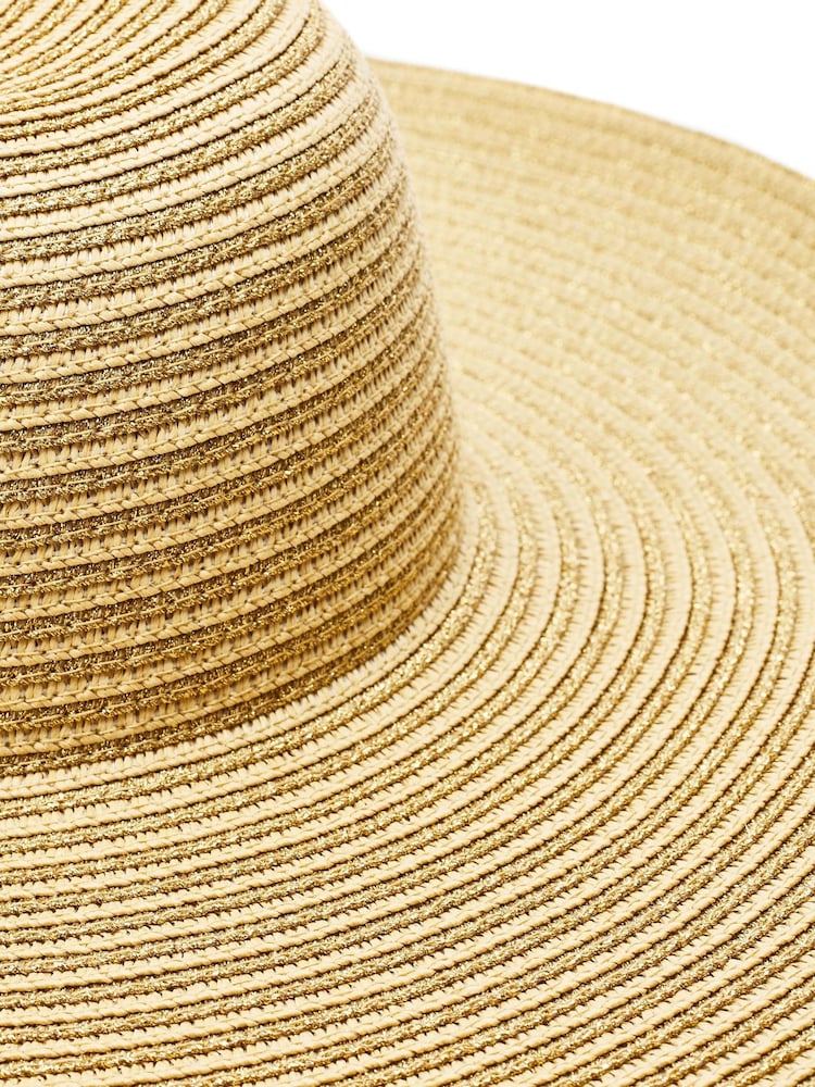 Moda in Pelle Natural Verona Wide Brim Striped Floppy Hat - Image 2 of 3