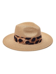 Moda in Pelle Natural Emilia Leopard Buckle Trim Hat - Image 2 of 4