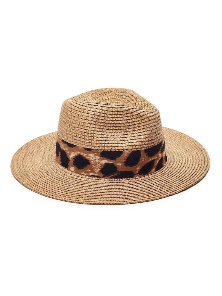 Moda in Pelle Natural Emilia Leopard Buckle Trim Hat - Image 2 of 4