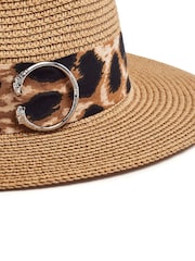 Moda in Pelle Natural Emilia Leopard Buckle Trim Hat - Image 3 of 4