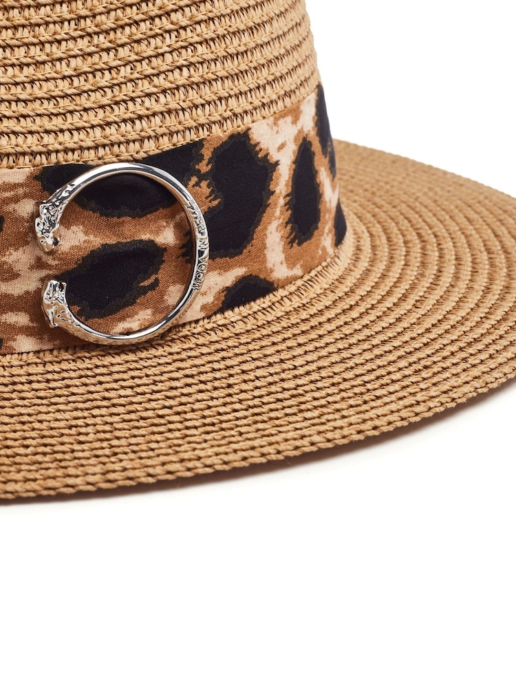 Moda in Pelle Natural Emilia Leopard Buckle Trim Hat - Image 4 of 4