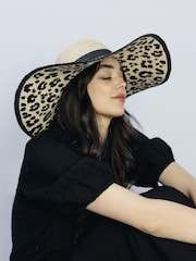 Moda in Pelle Natural Secret Leopard Floppy Hat - Image 1 of 4