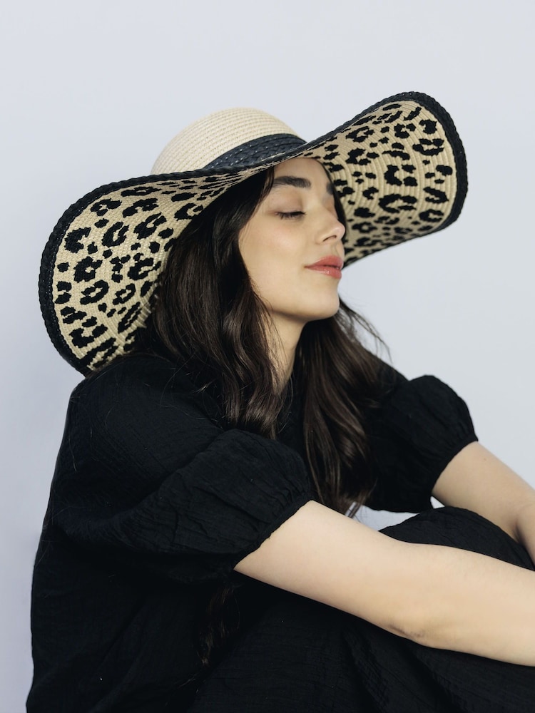 Moda in Pelle Natural Secret Leopard Floppy Hat - Image 1 of 4