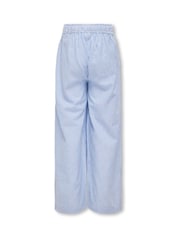 ONLY KIDS 100% Cotton Milla Wide Leg Stripe Blue Trousers - Image 3 of 4