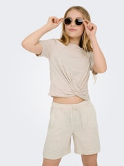 ONLY KIDS Natural Linen Blend Shorts - Image 1 of 6