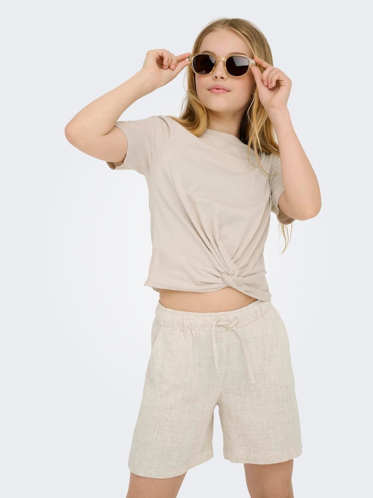 ONLY KIDS Natural Linen Blend Shorts - Image 1 of 6