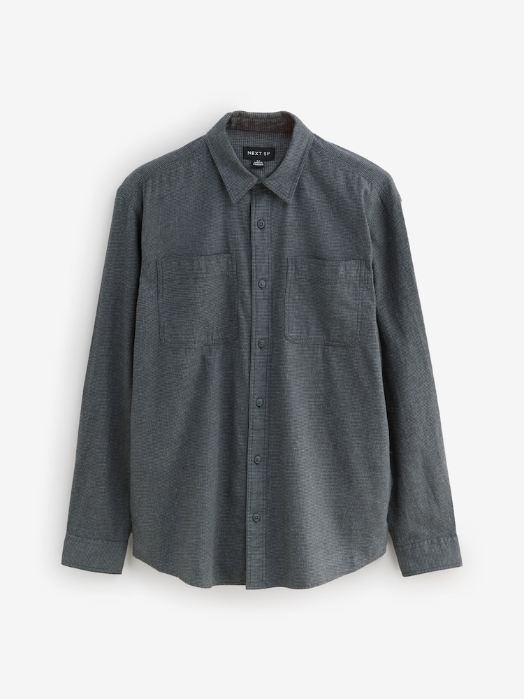 Charcoal Grey Long Sleeve Dogtooth Shirt - Image 1 of 1
