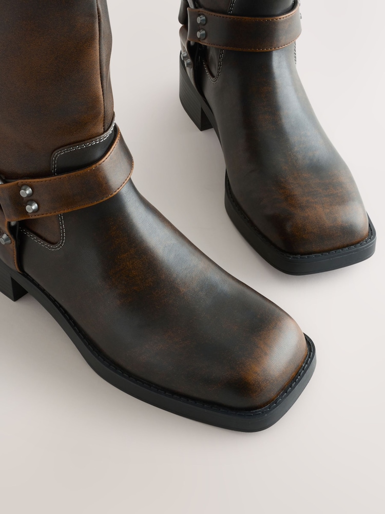 Chocolate Brown Forever Comfort® Knee High Biker Boots - Image 11 of 11 Chocolate Brown Forever Comfort® Knee High Biker Boots - Image 11 of 11