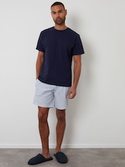 Threadbare Blue Popcorn Textured Shortie 100% Cotton Pyjamas Set - Image 3 of 4