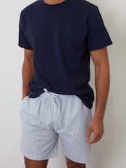 Threadbare Blue Popcorn Textured Shortie 100% Cotton Pyjamas Set - Image 4 of 4