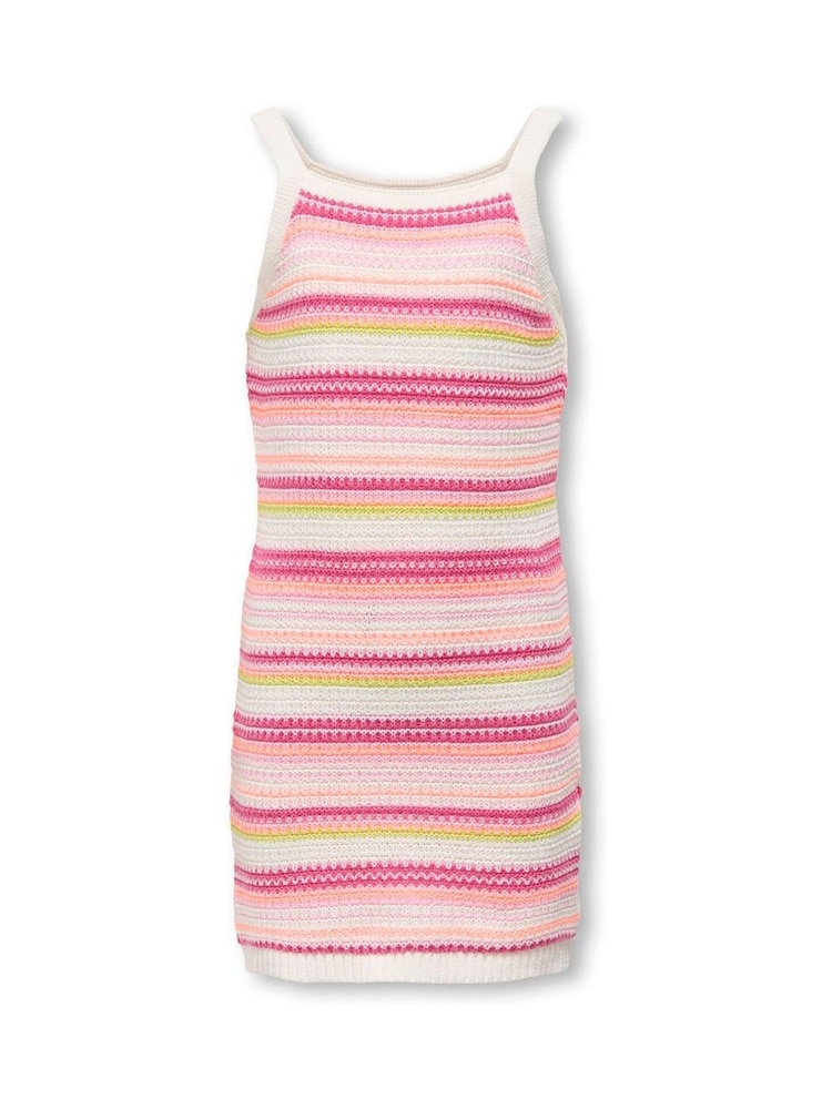 ONLY KIDS Pink Knitted Striped Short Dress - Image 2 of 4 ONLY KIDS Pink Knitted Striped Short Dress - Image 2 of 4