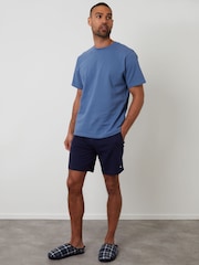 Threadbare Blue Popcorn Textured Shortie 100% Cotton Pyjamas Set - Image 3 of 4