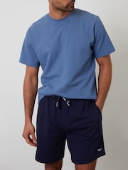 Threadbare Blue Popcorn Textured Shortie 100% Cotton Pyjamas Set - Image 4 of 4