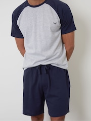 Threadbare Blue Raglan Short Pyjamas Set - Image 4 of 7