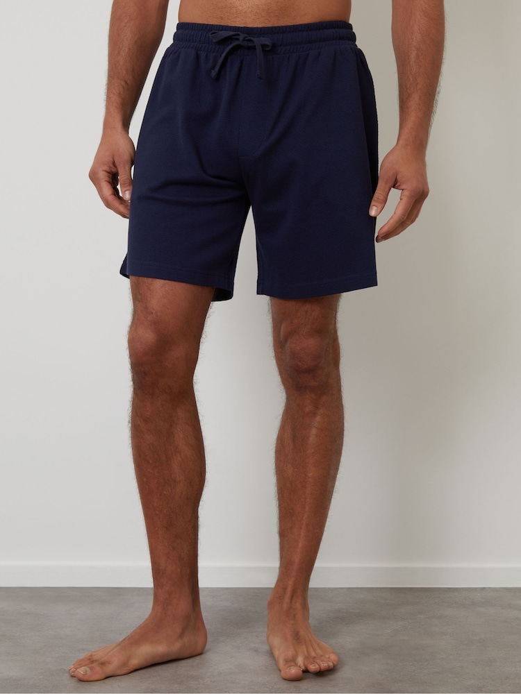 Threadbare Blue Popcorn Textured Lounge 100% Cotton Shorts 3 Pack - Image 4 of 4