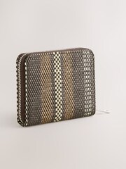 Chocolate Brown Raffia-effect Midi Purse - Image 2 of 5