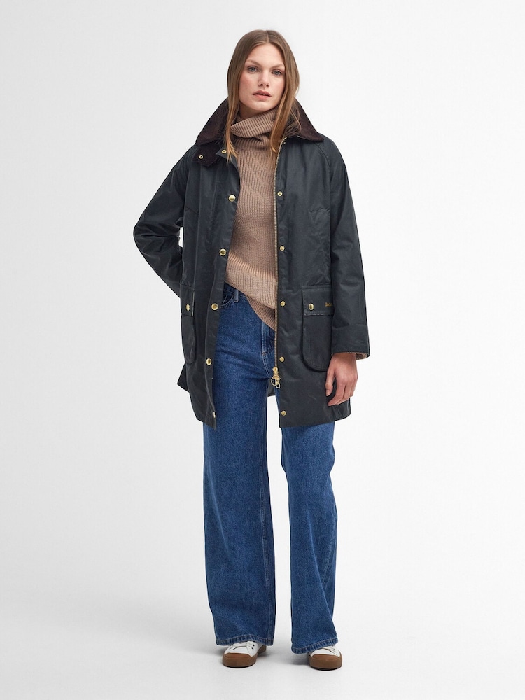 Barbour® Sage Long Beadnell Wax Jacket - Image 1 of 4