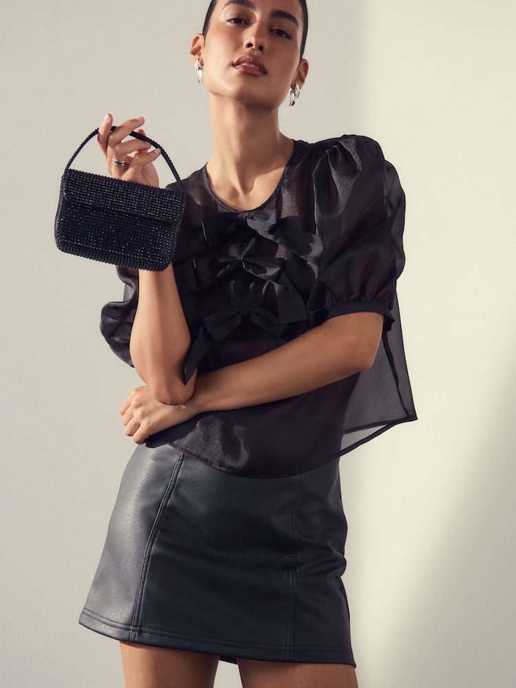 Black Mini Sparkle Embellished Bag - Image 2 of 11