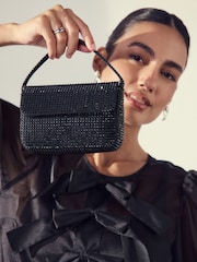 Black Mini Sparkle Embellished Bag - Image 4 of 11