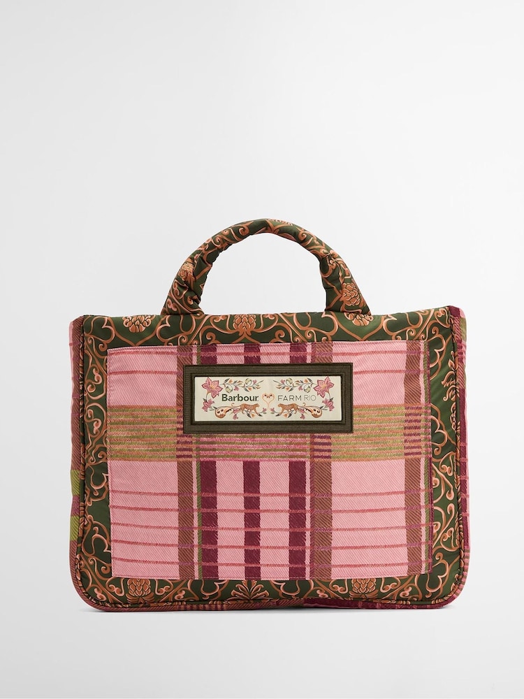 Barbour x Farm Rio Pink Maria Clara Tote Bag - Image 1 of 8 Barbour x Farm Rio Pink Maria Clara Tote Bag - Image 1 of 8