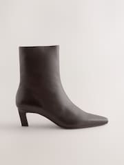 Chocolate Brown Leather Forever Comfort® Chisel Toe Heeled Ankle Boots - Image 1 of 9