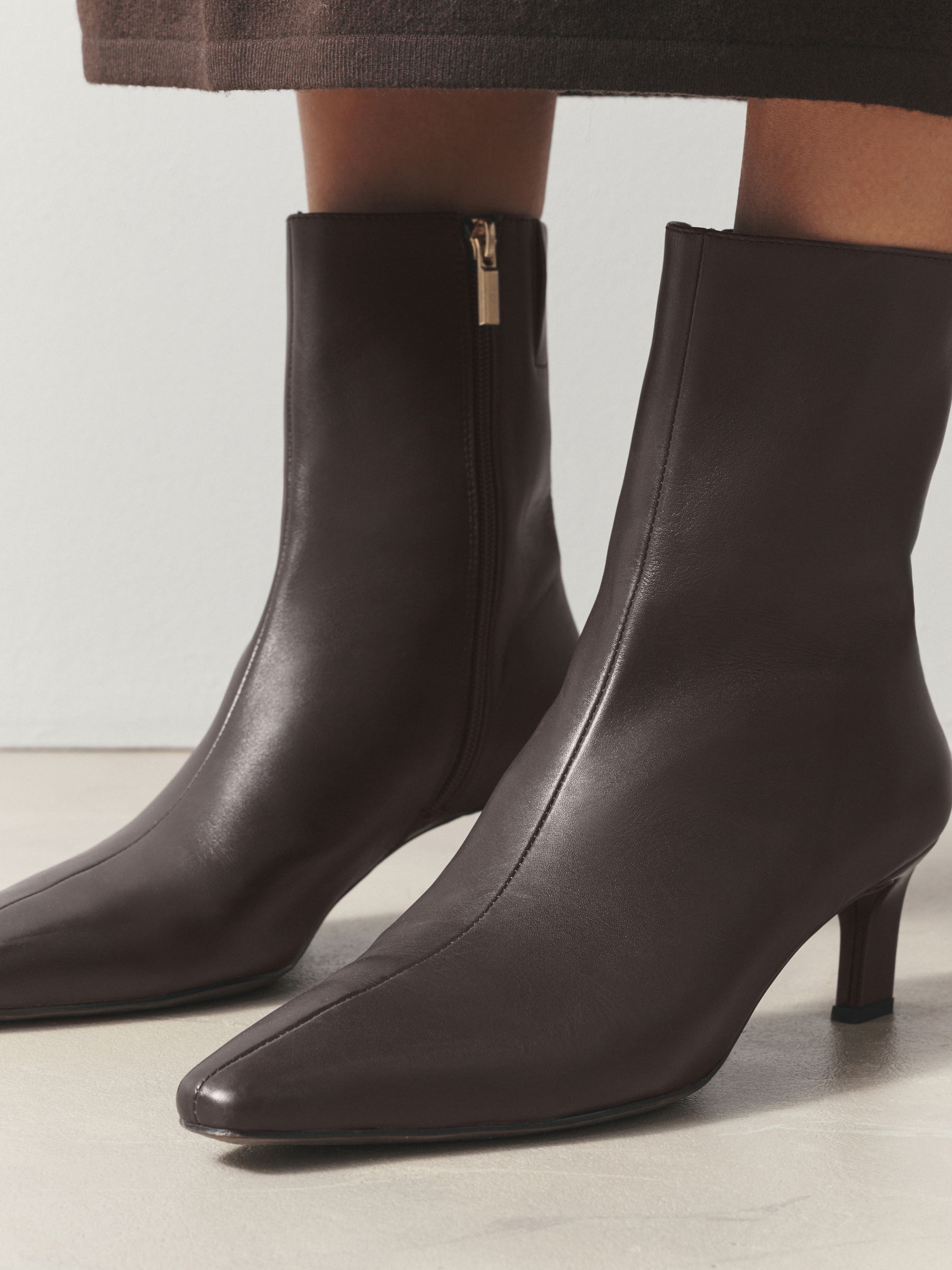Buy Chocolate Brown Leather Forever Comfort® Chisel Toe Heeled