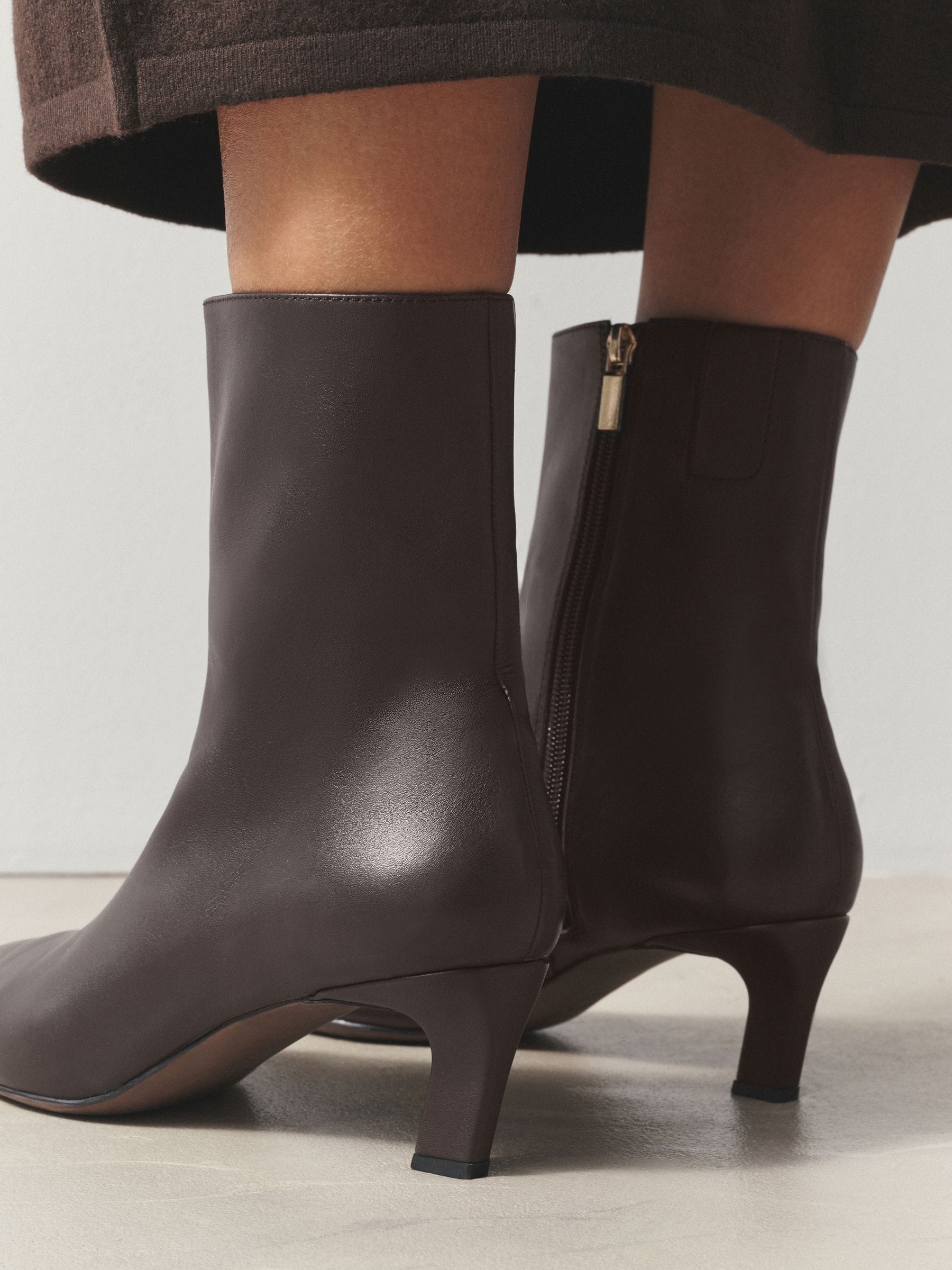 Buy Chocolate Brown Leather Forever Comfort® Chisel Toe Heeled