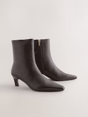 Chocolate Brown Leather Forever Comfort® Chisel Toe Heeled Ankle Boots - Image 6 of 9