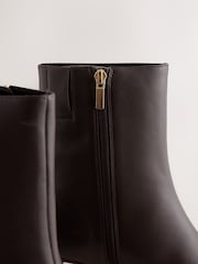 Chocolate Brown Leather Forever Comfort® Chisel Toe Heeled Ankle Boots - Image 7 of 9