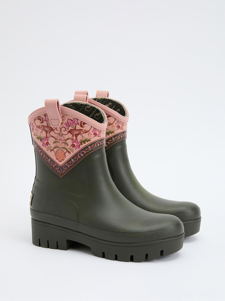 Barbour x Farm Rio Green Thais Short Floral Wellies - Image 2 of 8